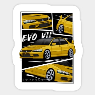 Yellow Mitsubishi Lancer Evolution VII, EVO 7, Evo VII Sticker